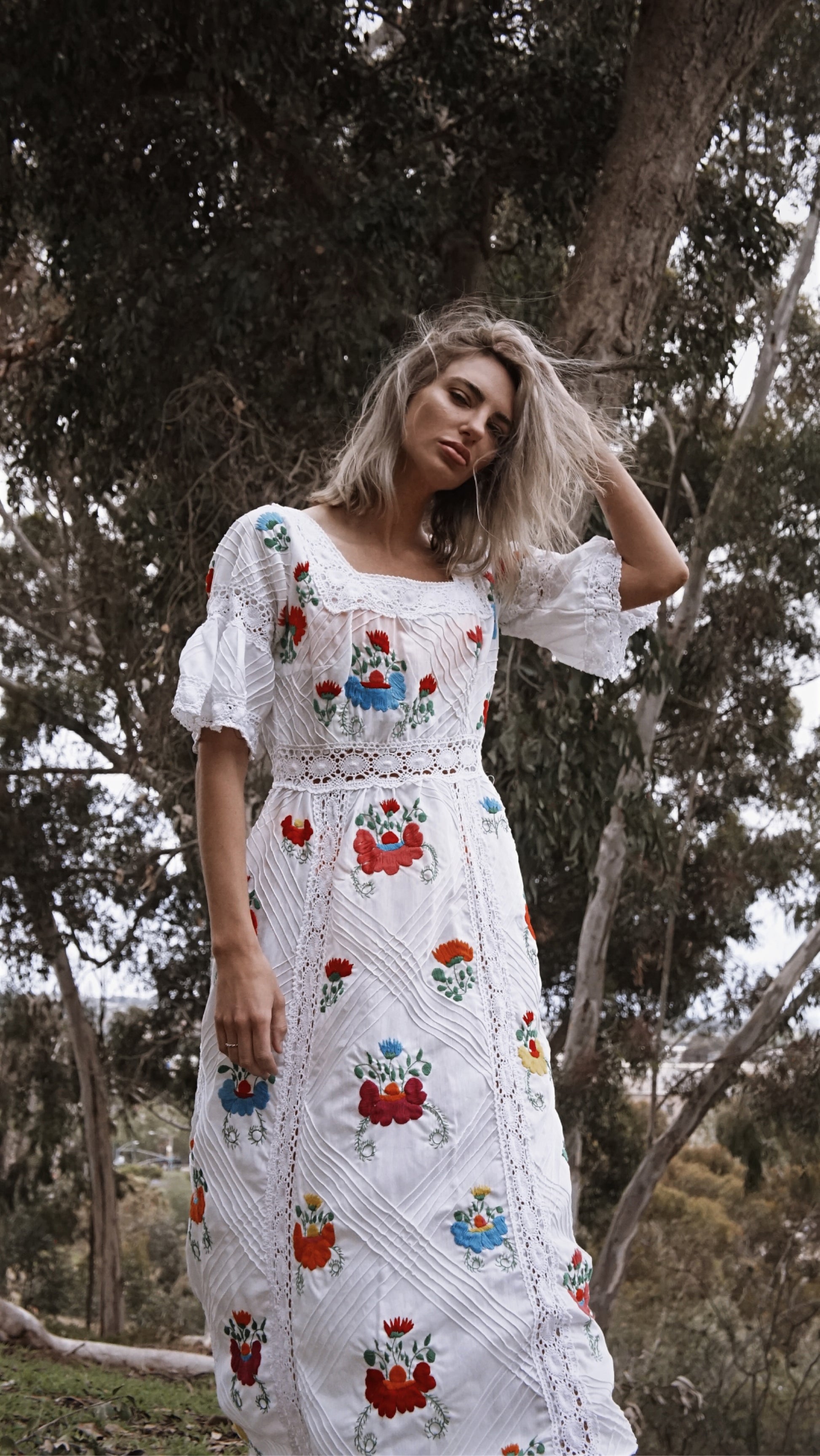 crochet lace maxi dress Floral Detail Crochet Maxi Dress White