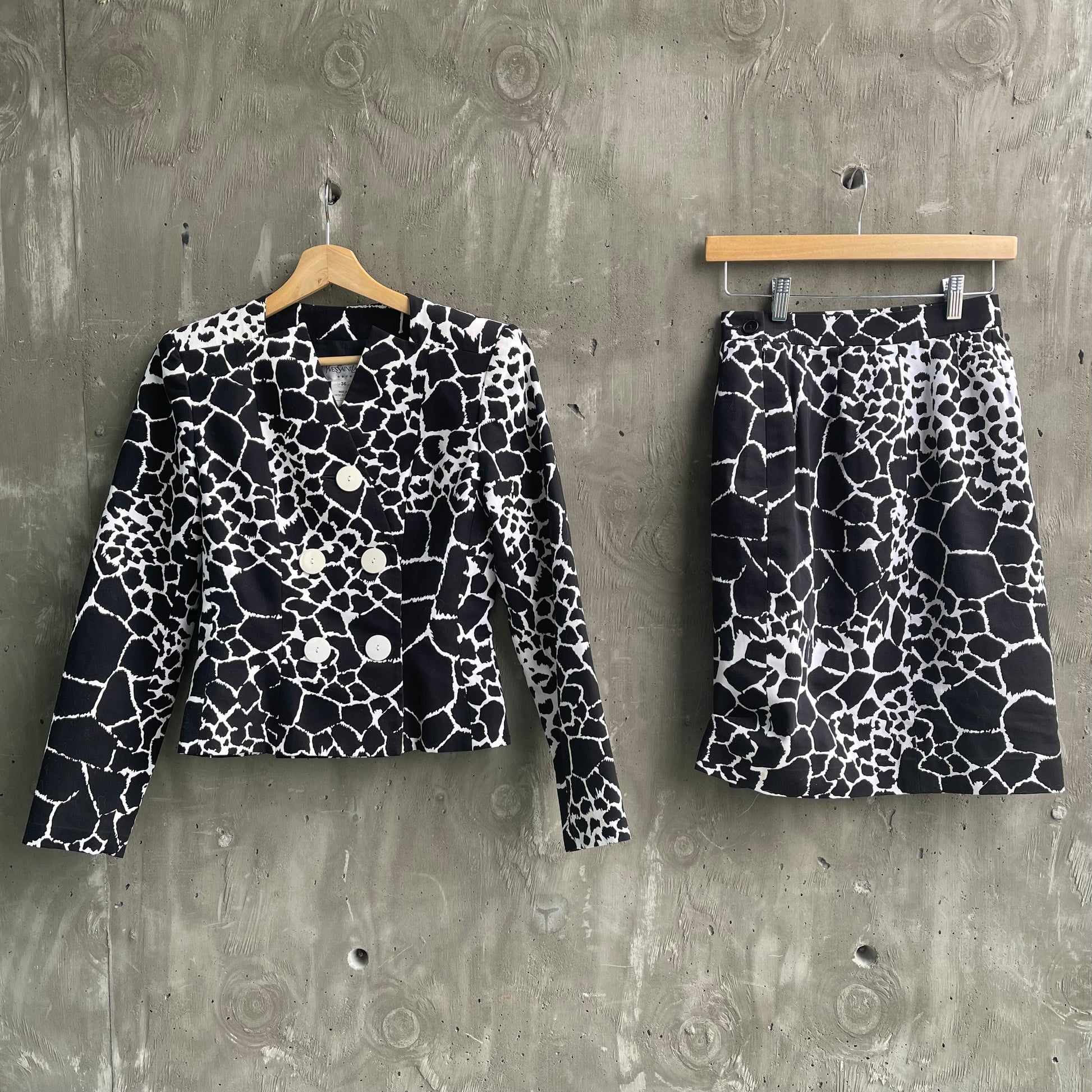 Vintage 80’s Yves Saint Laurent Animal Print Skirt Suit Set - SHOP EZRA