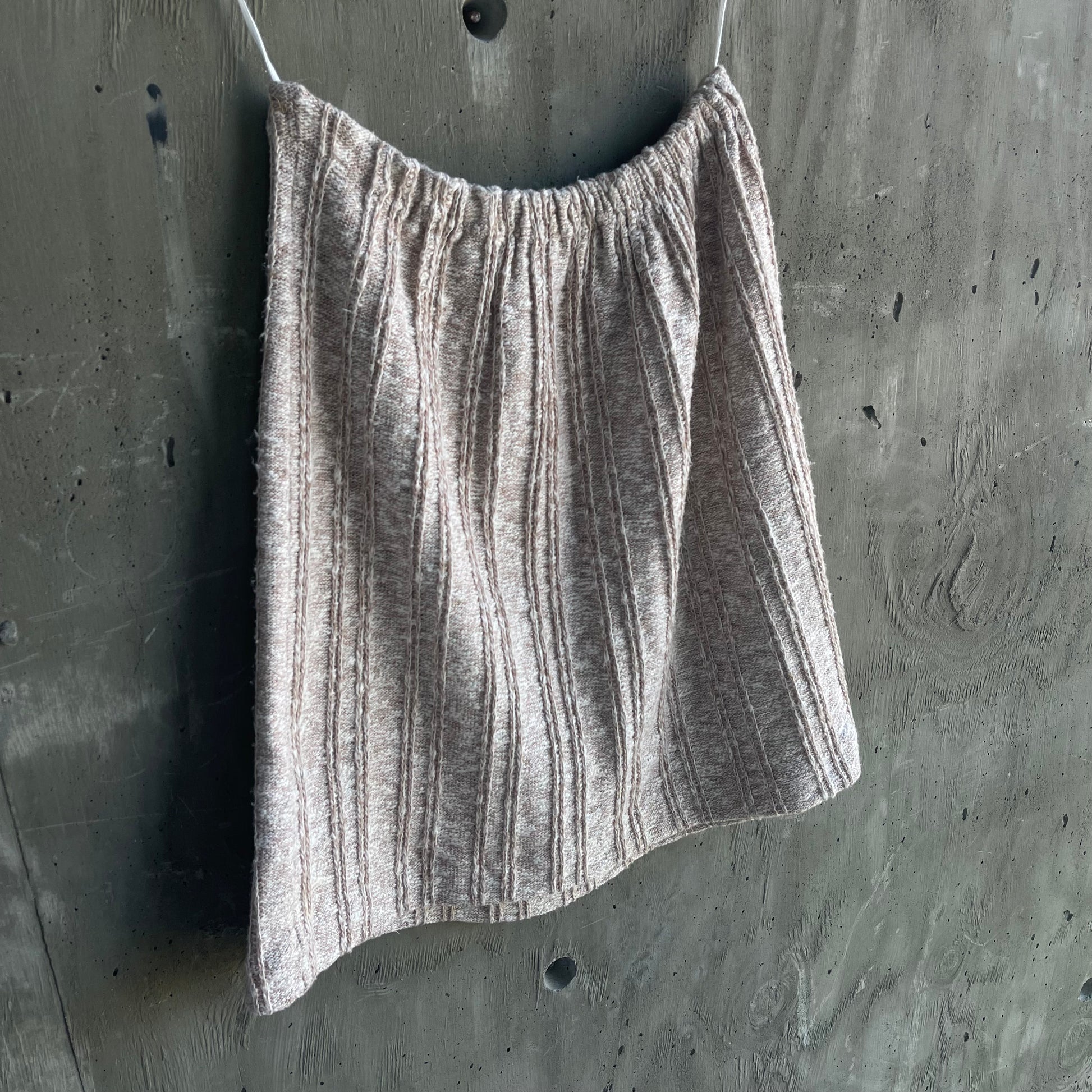 Vintage Knit Mini Skirt in Neutral Tan - SHOP EZRA
