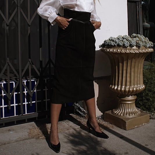 Vintage Gucci Suede Skirt in Black