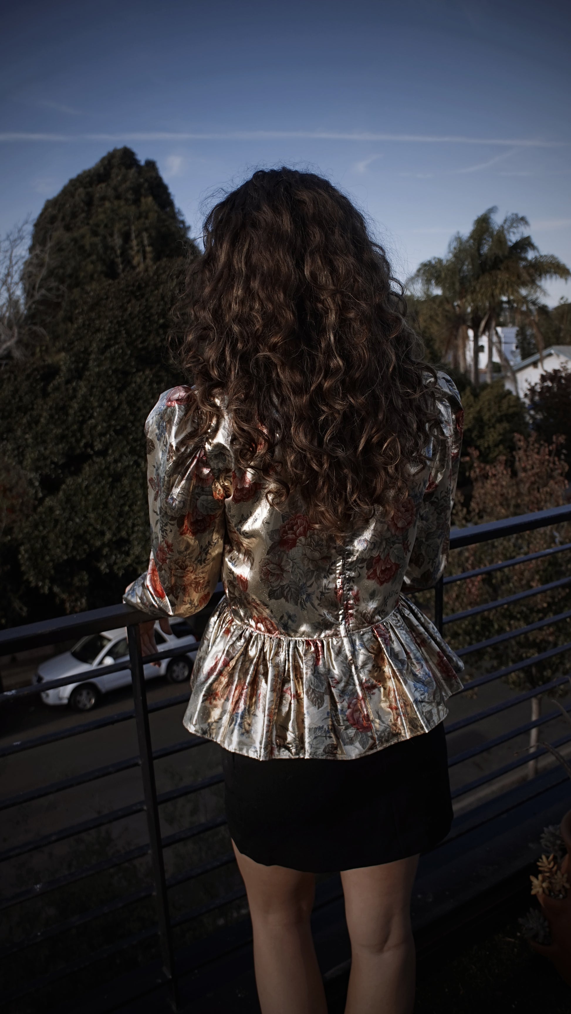 Antique Metallic Sheen Floral Print Blouse - SHOP EZRA