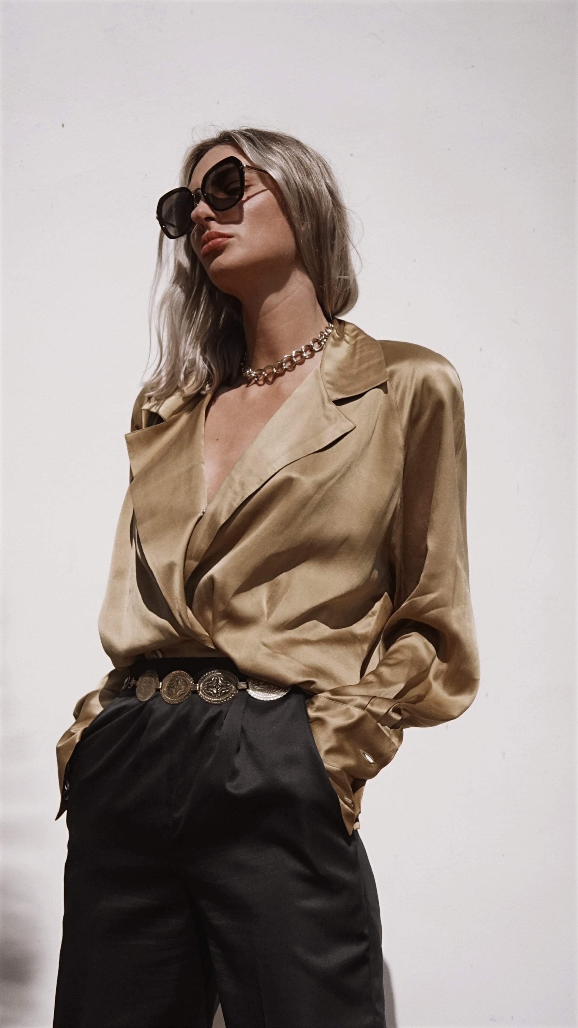 Vintage 90’s Silk Blouse by Classiques in Gold - SHOP EZRA