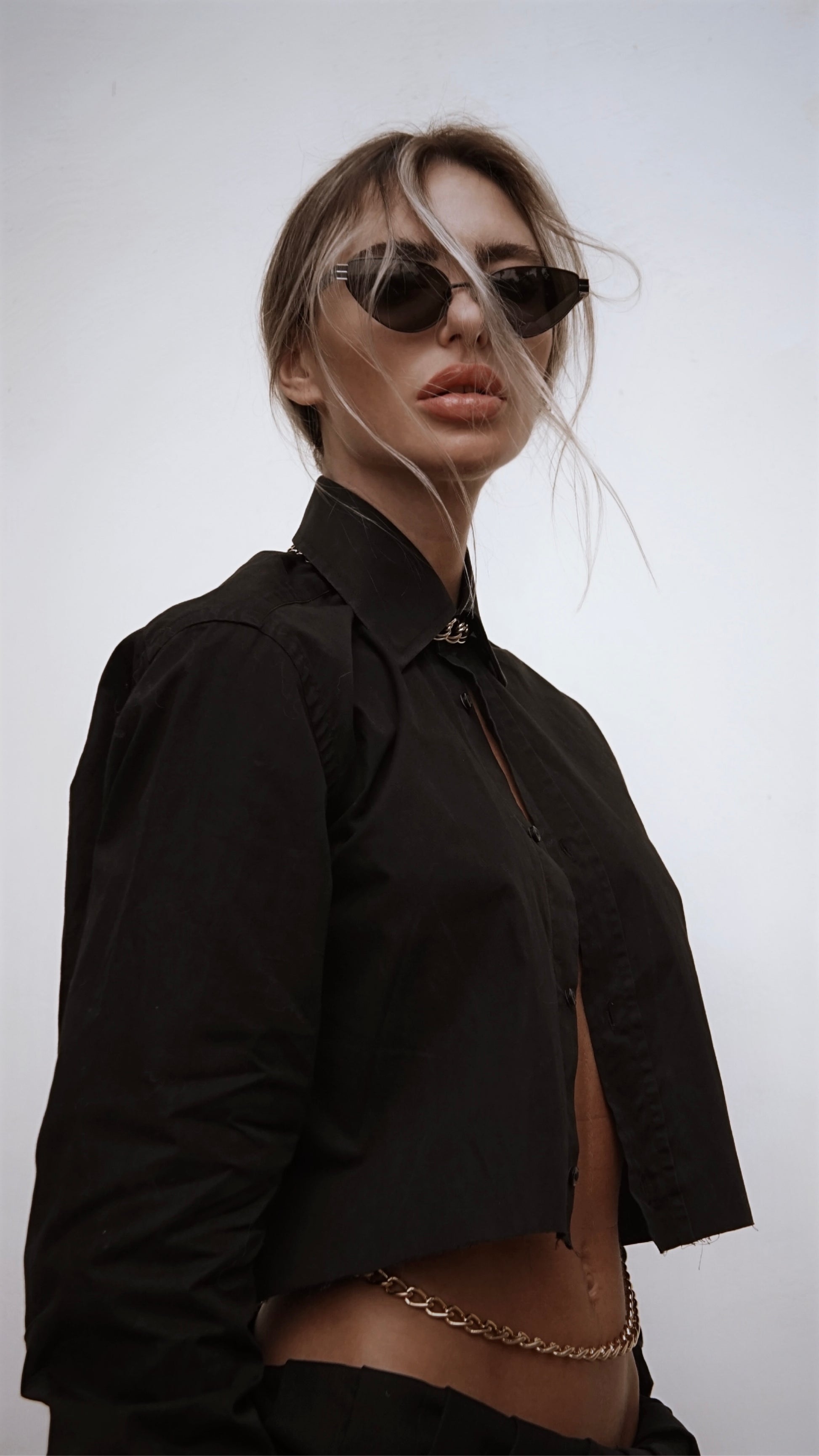Vintage Yves Saint Laurent Cropped Button-Up Black - SHOP EZRA