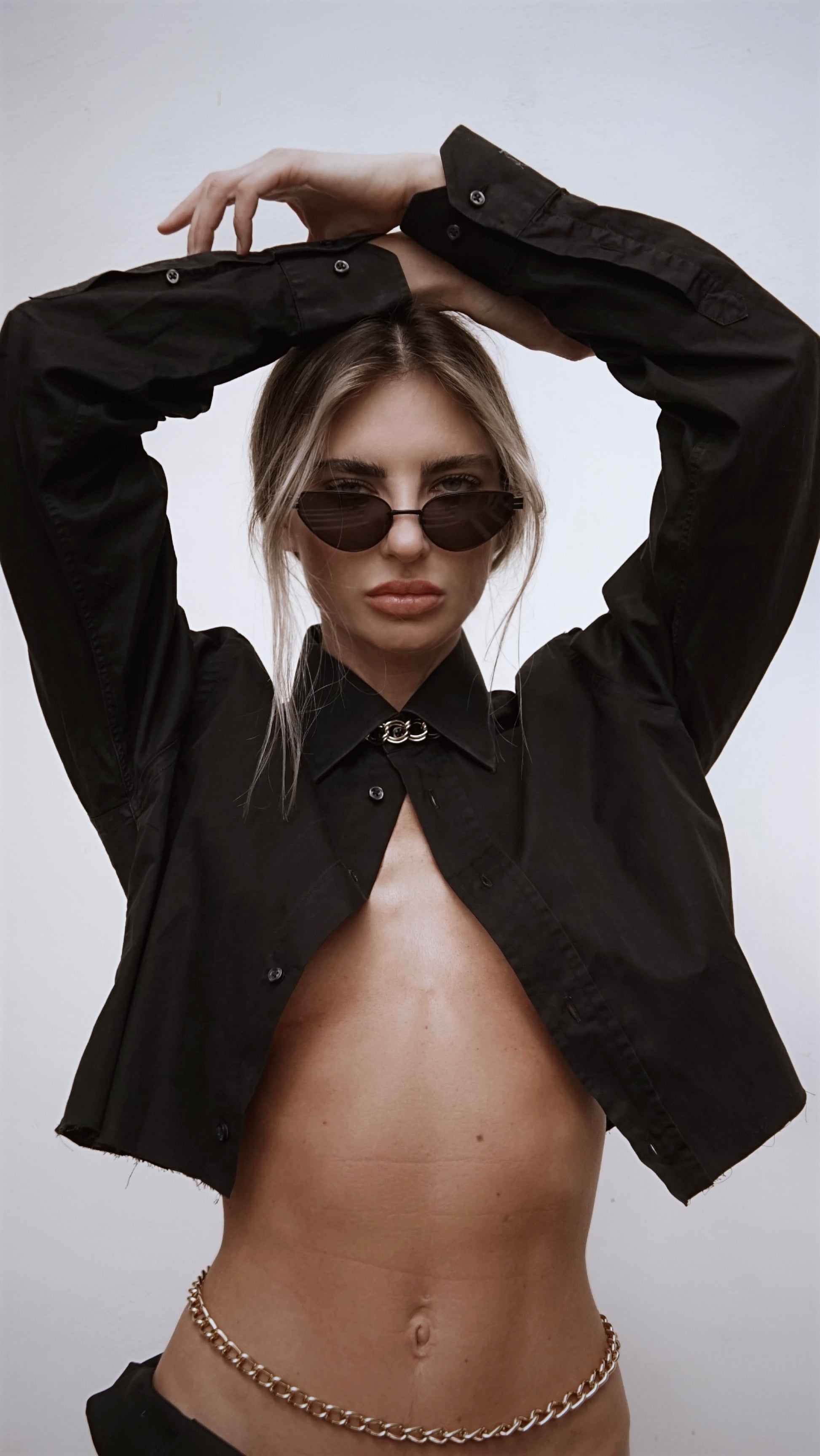 Vintage Yves Saint Laurent Cropped Button-Up Black - SHOP EZRA