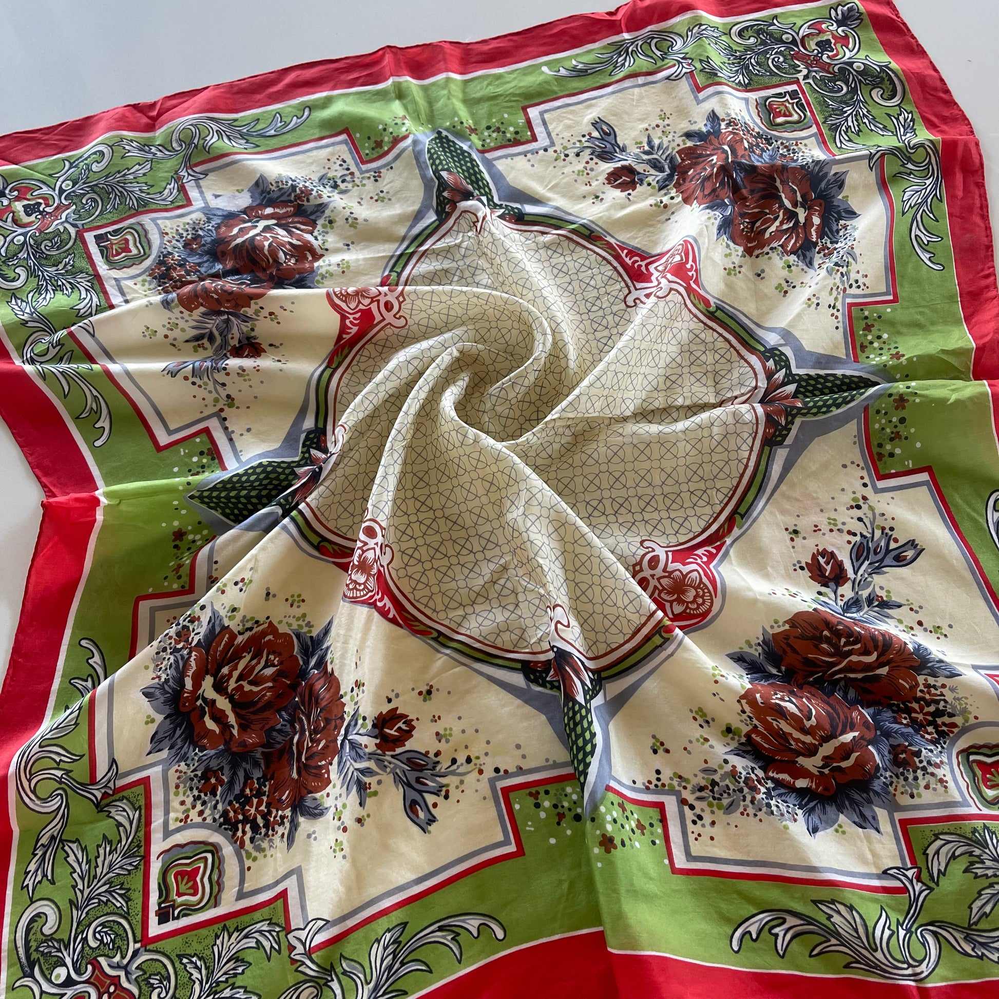 Vintage 70’s Rose Silk Scarf - SHOP EZRA