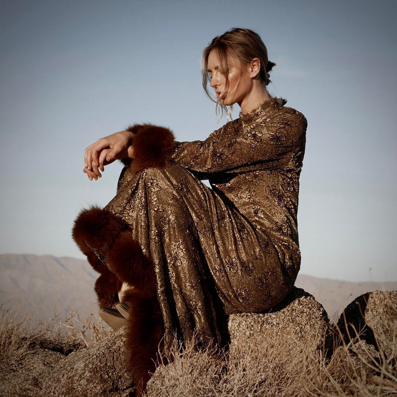 Vintage Victor Costa Dress with Fox Fur - SHOP EZRA