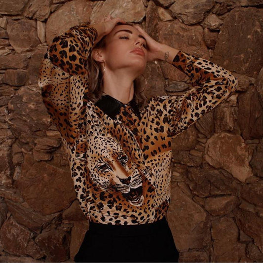 Vintage Silk Animal Print Blouse - SHOP EZRA