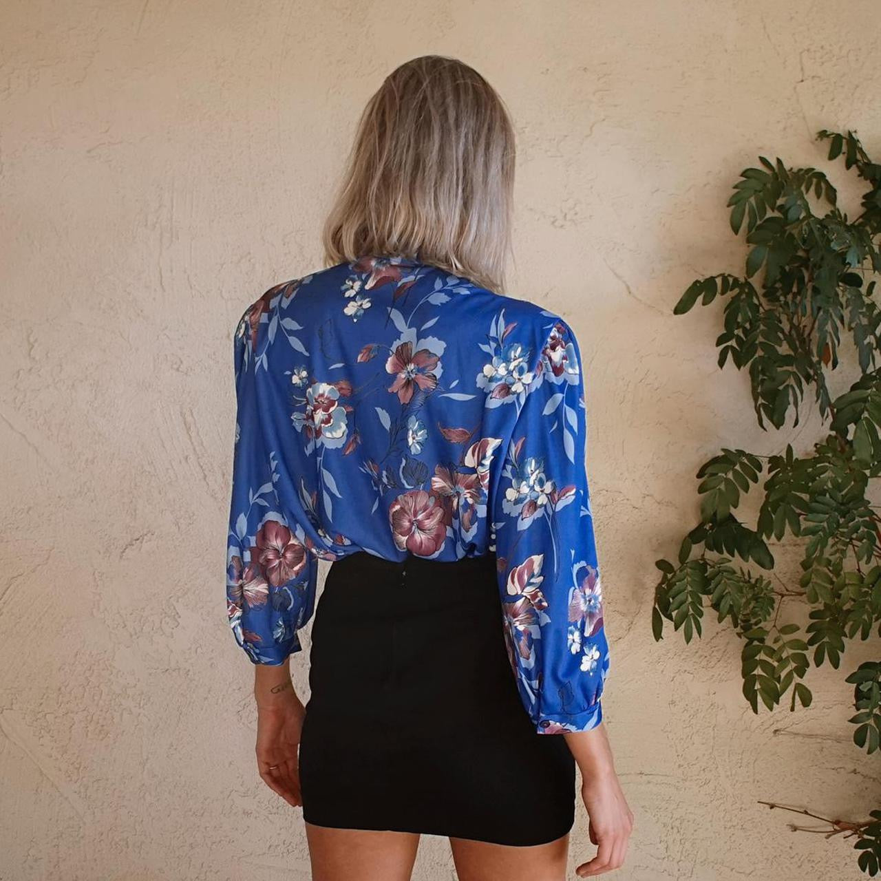 Vintage Bow Blouse with Floral Print - SHOP EZRA